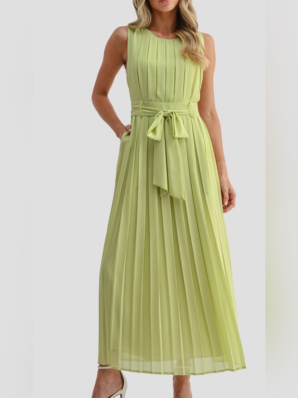 Mila Mar Pleated Belted Maxi Dress